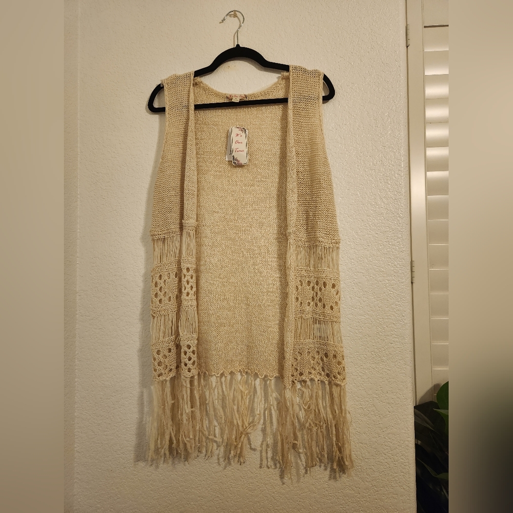 It's our time Boho crocheted fringe vest Size XL